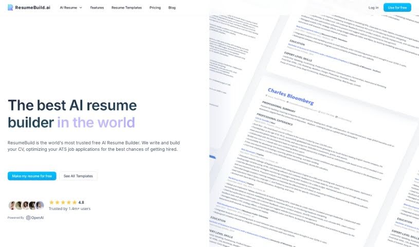 Screenshot of Resumebuild