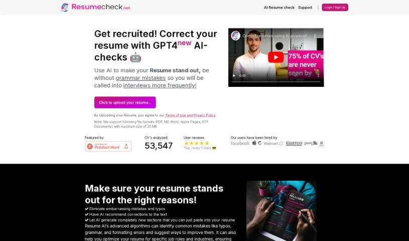 Screenshot of Resumecheck