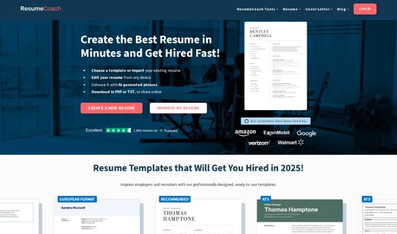 Screenshot of ResumeCoach