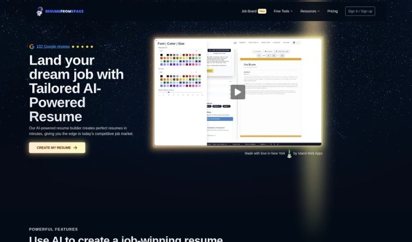 Screenshot of ResumeFromSpace