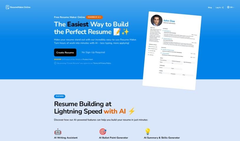 Screenshot of Resumemaker.online