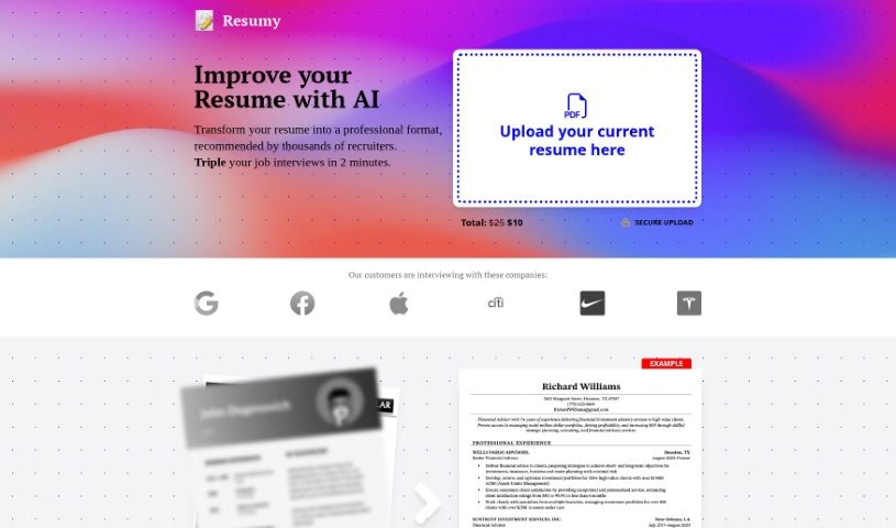 Screenshot of Resumy