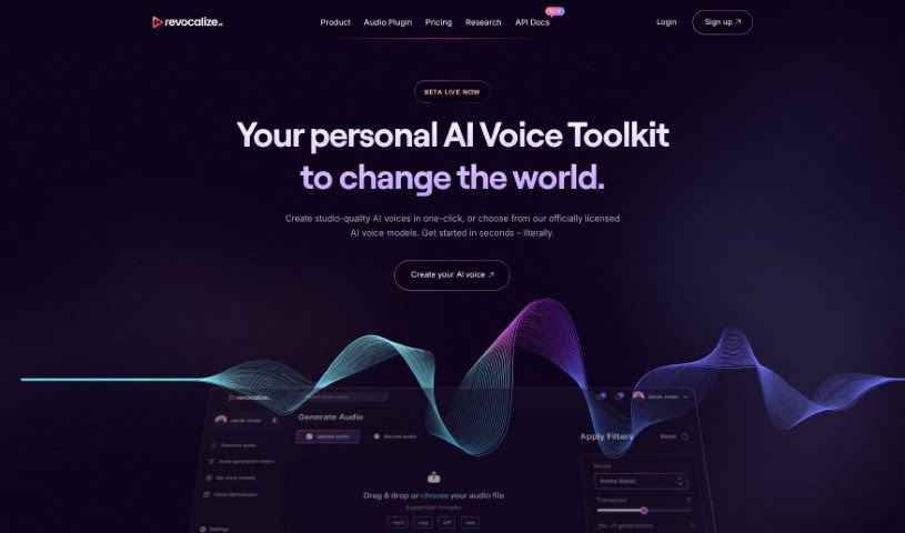 Screenshot of Revocalize AI