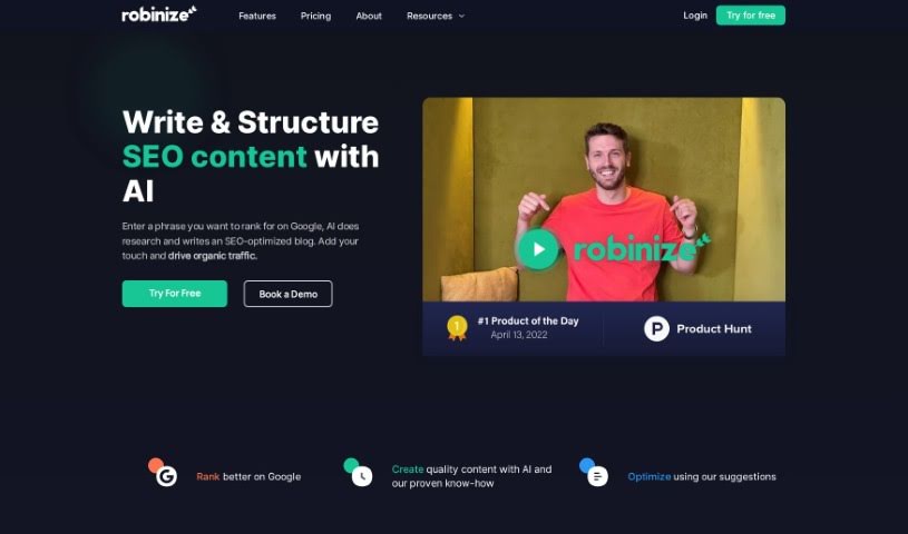 Screenshot of Robinize