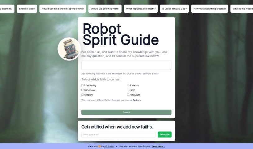 Screenshot of Robot Spirit Guide