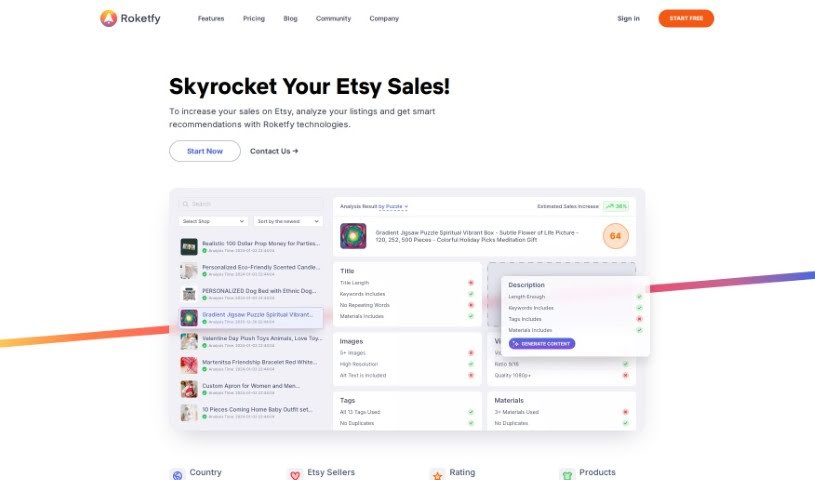 Screenshot of Roketfy