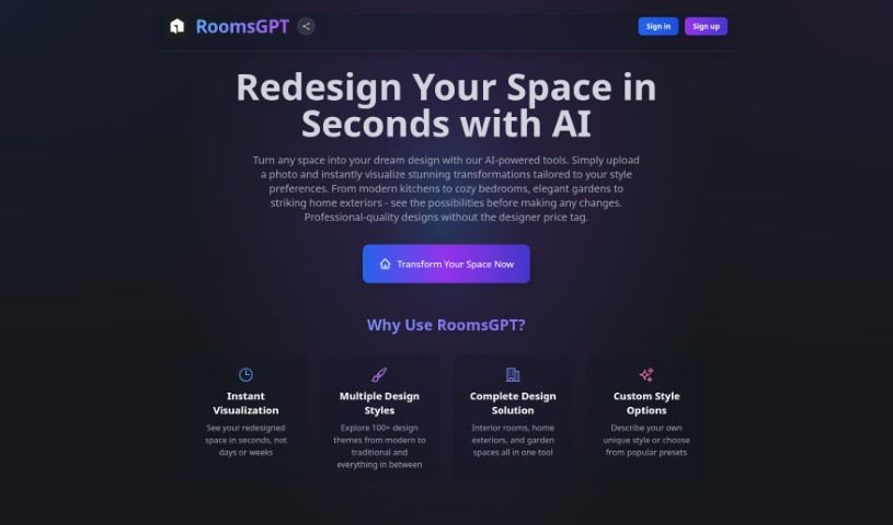 Screenshot of Roomsgpt