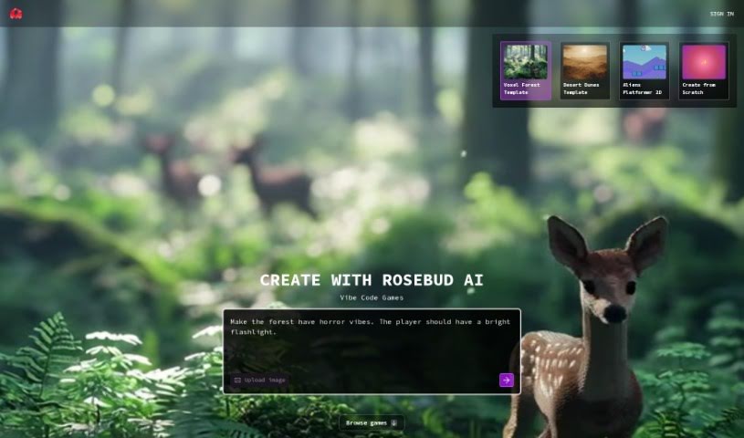 Screenshot of Rosebud AI