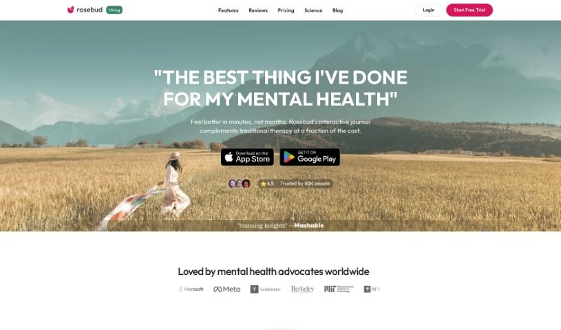 Screenshot of Rosebud Journal