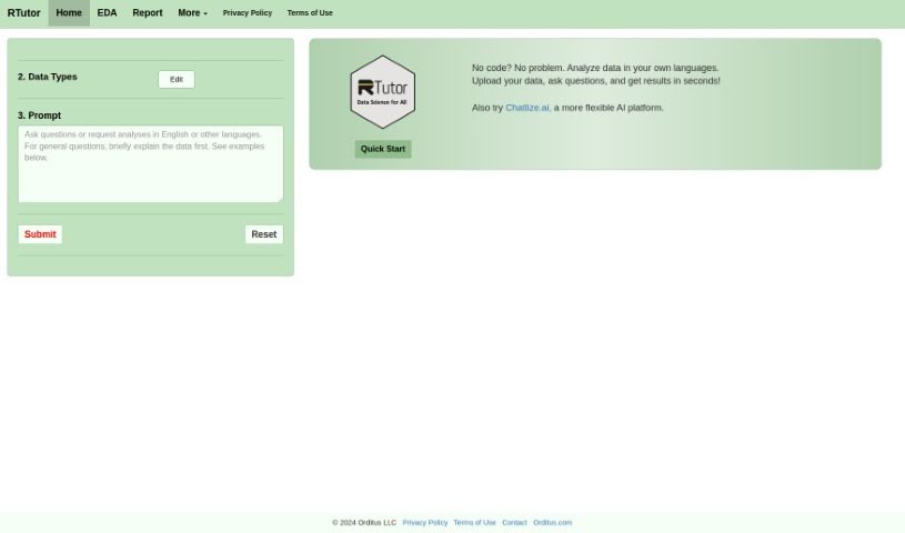 Screenshot of RTutor