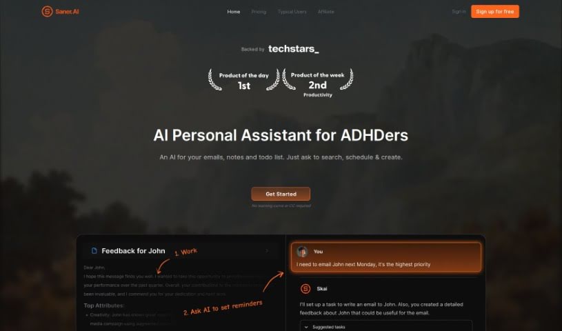 Screenshot of Saner.ai