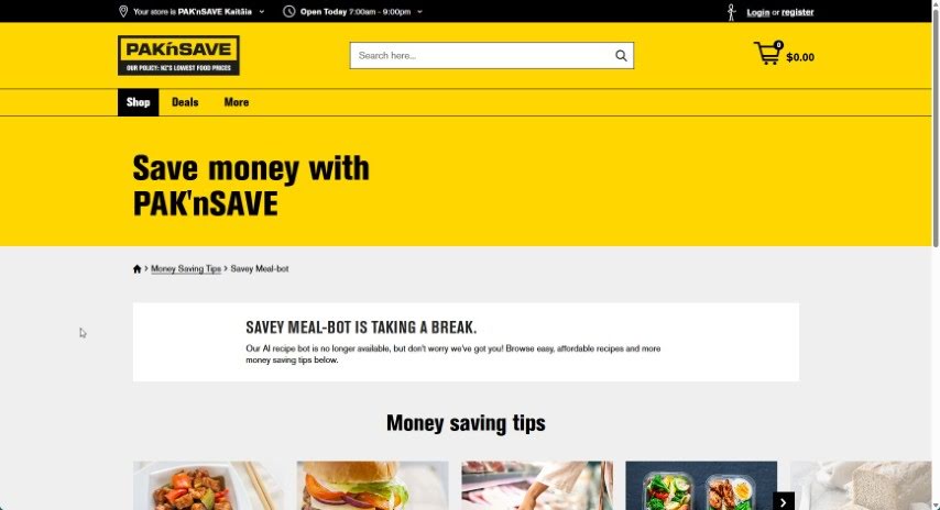 Screenshot of Savey Meal-bot