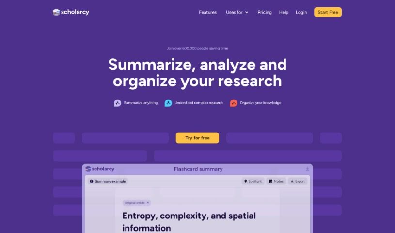 Screenshot of Scholarcy