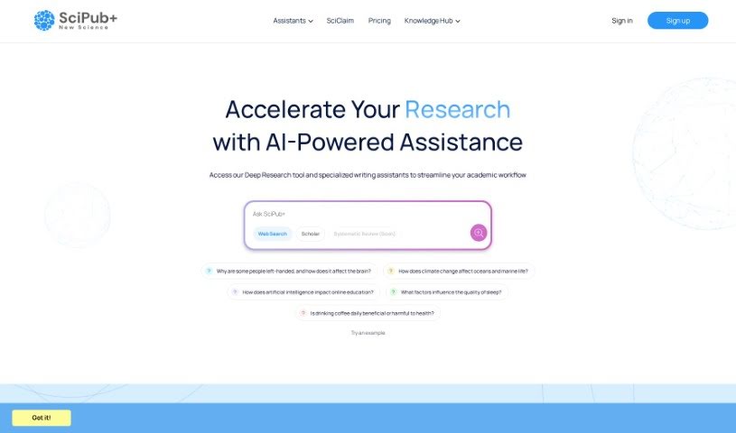Screenshot of SciPub+