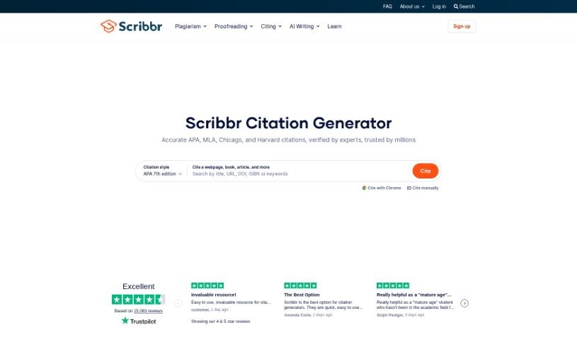 Screenshot of Scribbr Citation Generator
