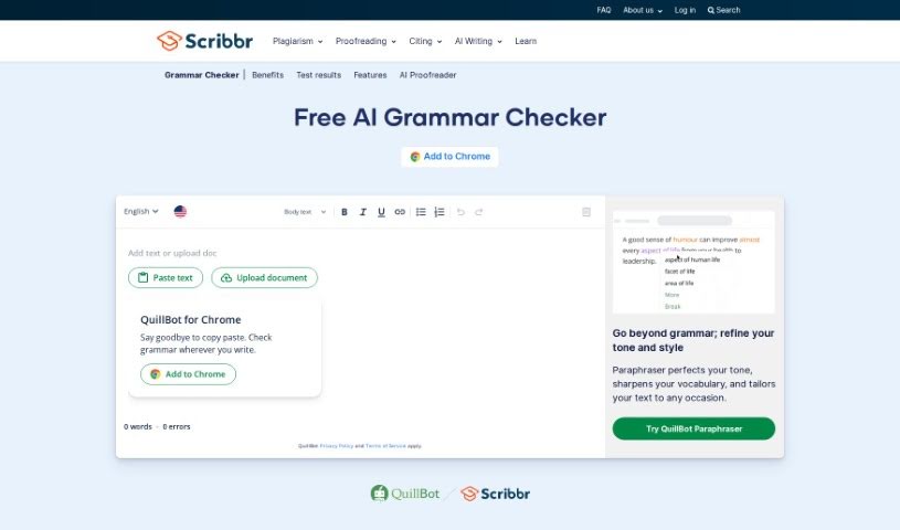 Screenshot of Scribbr Grammar Checker