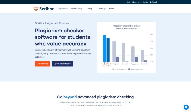 Screenshot of Scribbr Plagiarism Checker