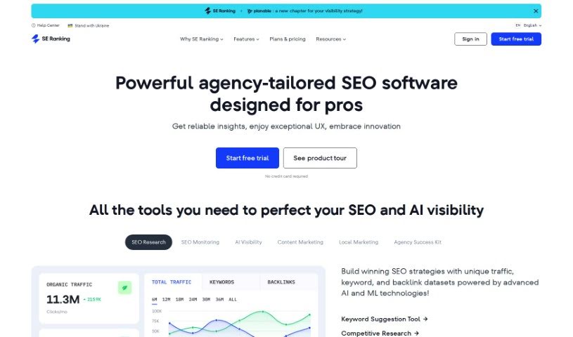 Screenshot of SE Ranking