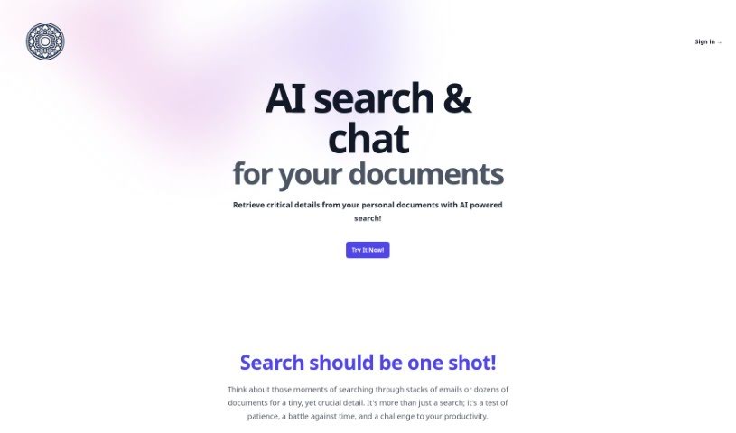 Screenshot of Searchmydocs.ai