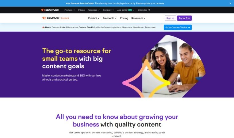 Screenshot of Semrush ContentShake AI