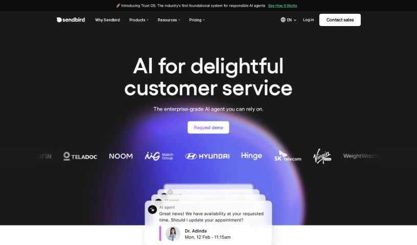 Screenshot of Sendbird