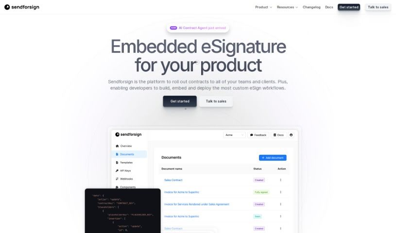 Screenshot of Sendforsign