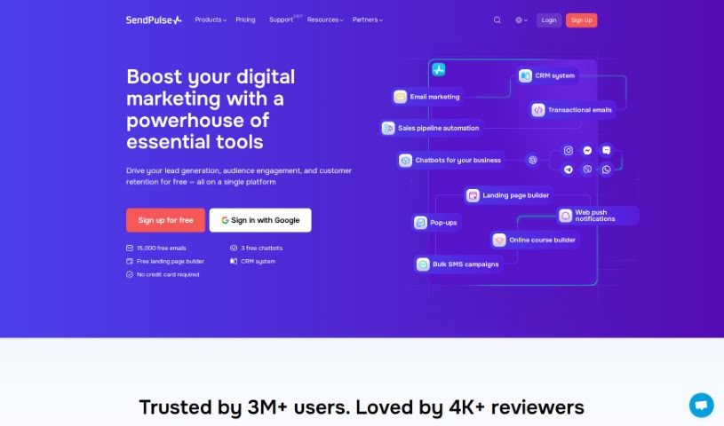 Screenshot of SendPulse