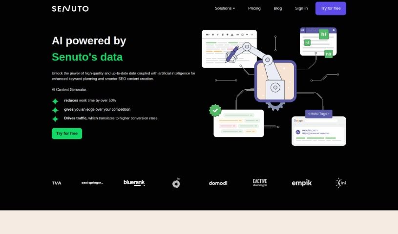 Screenshot of Senuto Ai Content Writer
