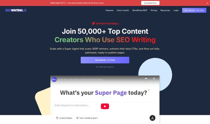 Screenshot of SEO Writing AI