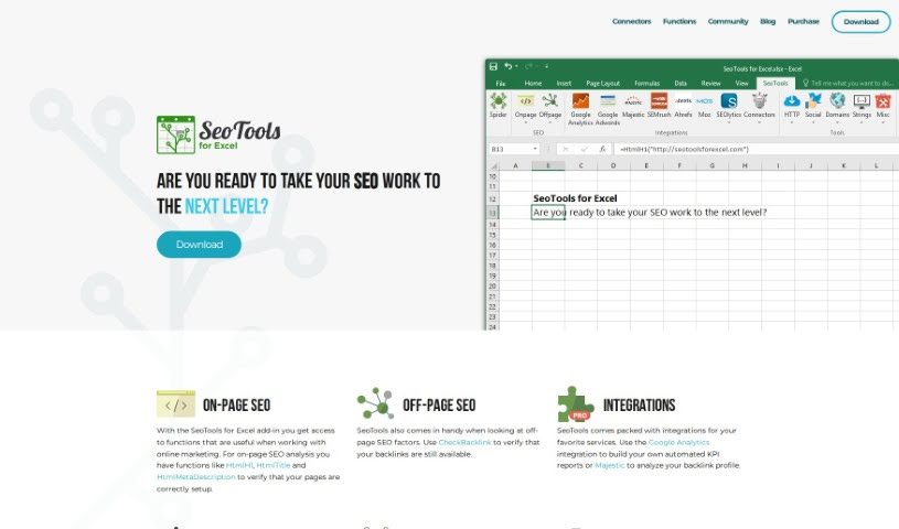 Screenshot of SeoTools for Excel