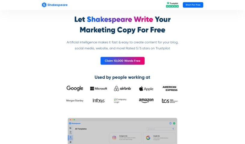 Screenshot of Shakespeare