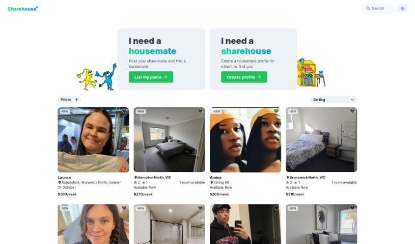 Screenshot of Sharehouse