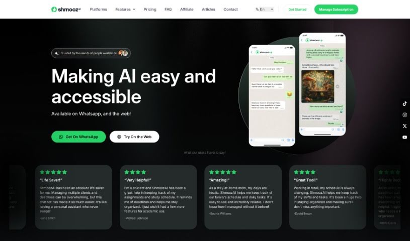 Screenshot of Shmooz AI