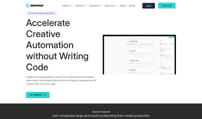 Screenshot of Shotstack Workflows