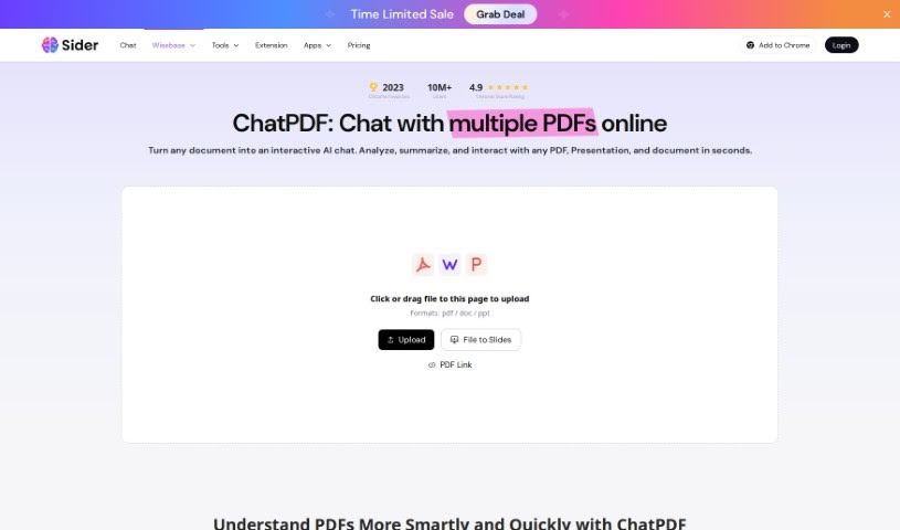Screenshot of Sider ChatPDF