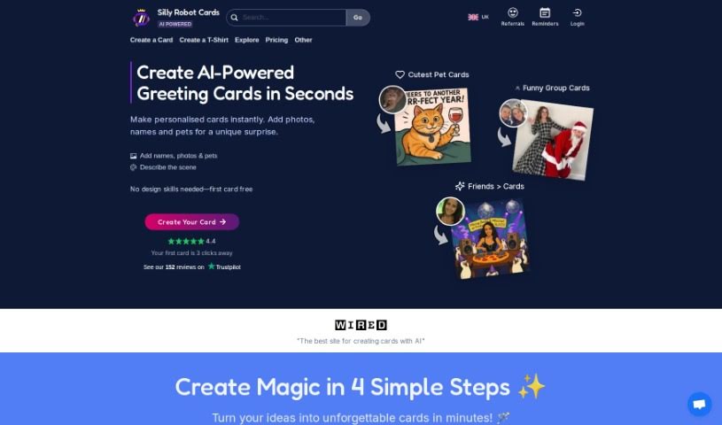 Screenshot of Silly Robot Cards