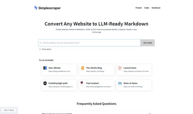 Screenshot of Simplescraper ScrapetoAI
