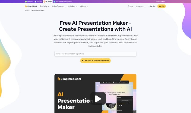 Screenshot of Simplified AI Presentation Maker