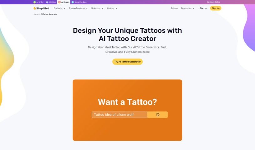Screenshot of Simplified Tattoo Generator