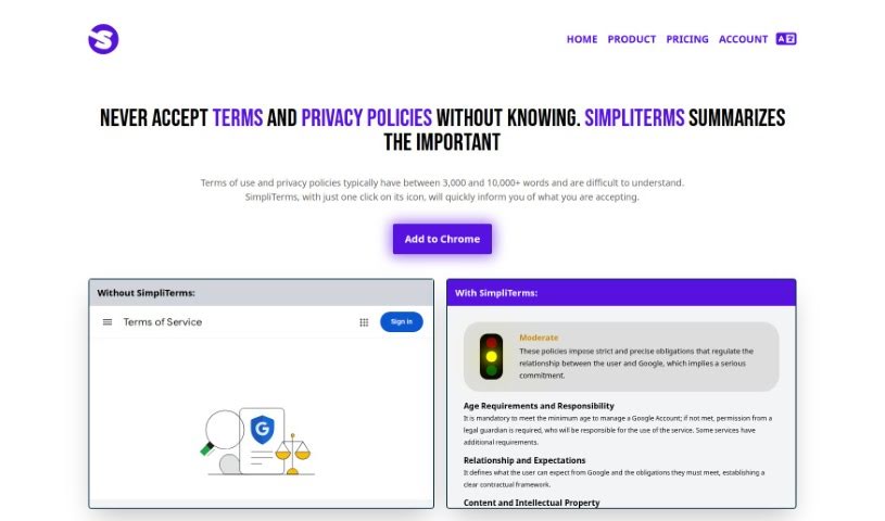 Screenshot of Simpliterms