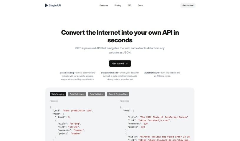 Screenshot of SingleAPI