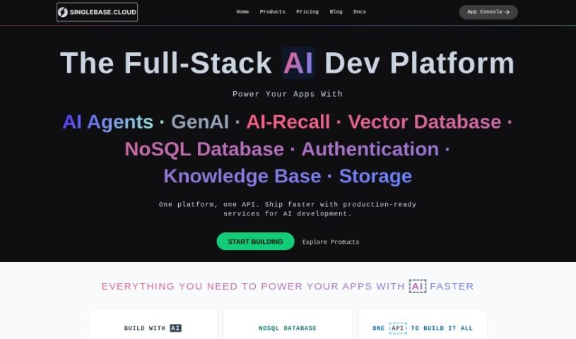 Screenshot of SinglebaseCloud
