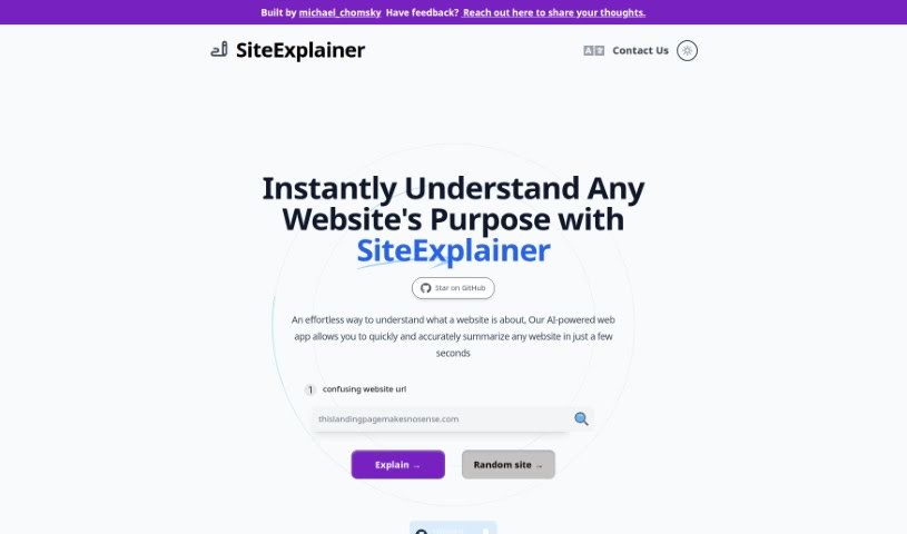 Screenshot of SiteExplainer