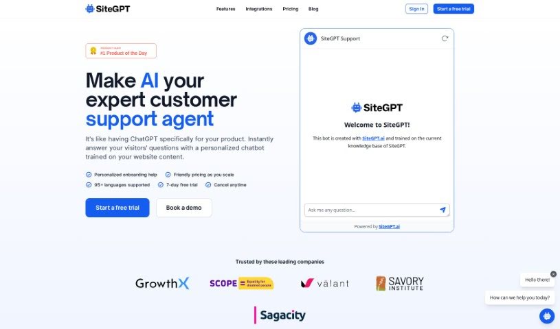 Screenshot of SiteGPT