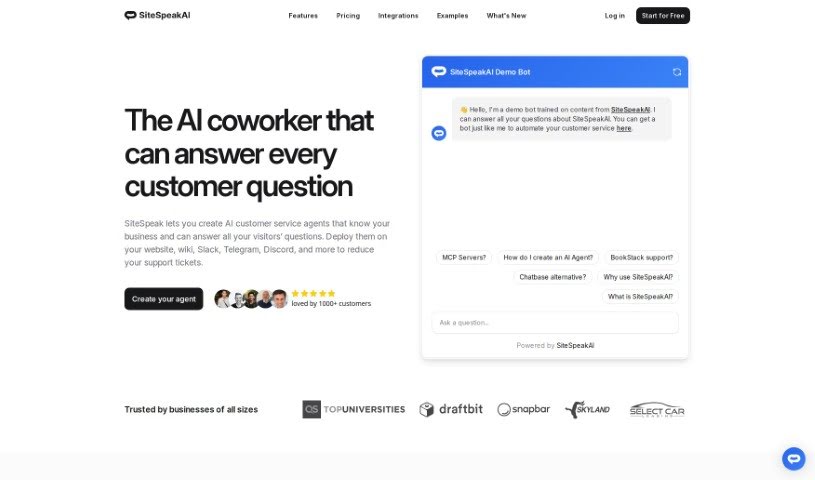 Screenshot of SiteSpeakAI