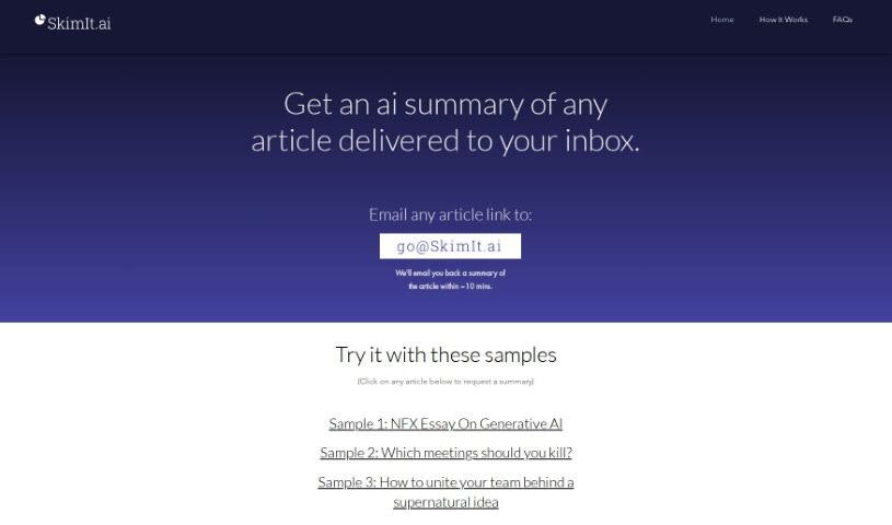 Screenshot of Skimit.ai