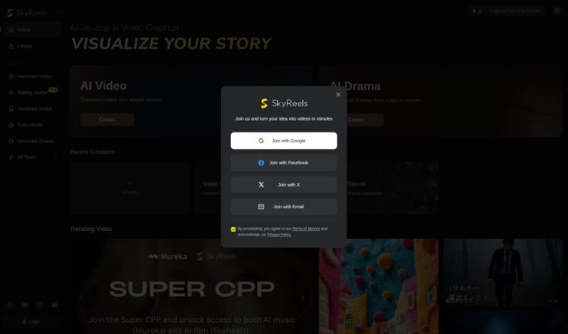 Screenshot of SkyReels