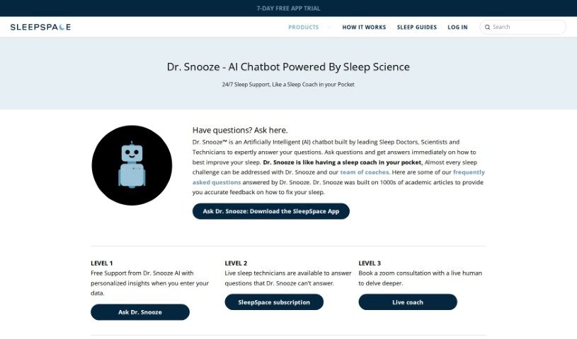 Screenshot of SleepSpace Dr. Snooze AI