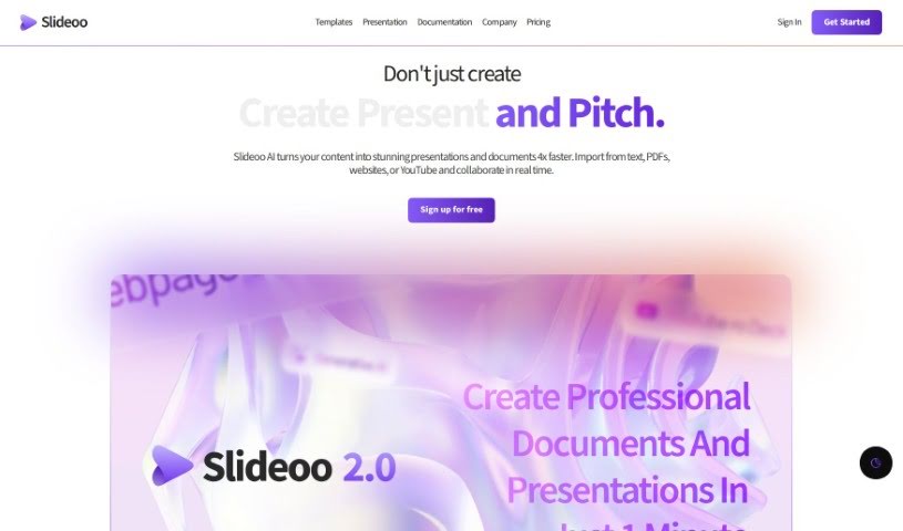 Screenshot of Slideoo: AI