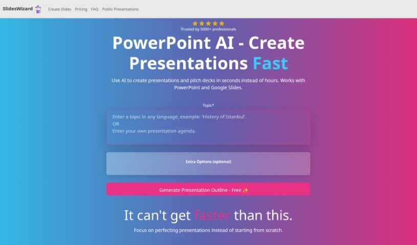 Screenshot of Slides Wizard